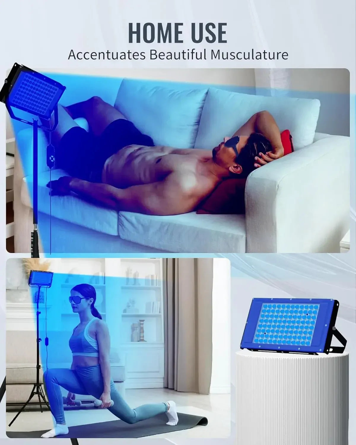 50W Blue Light Therapy Lamp with Tripod | 420 LEDs, 460nm & 490nm Skin Care — Wahooly 50W Blue Light Therapy Lamp with Adjustable Tripod | 420 LEDs | 460nm & 490nm Skin Care & Tanning Solarium