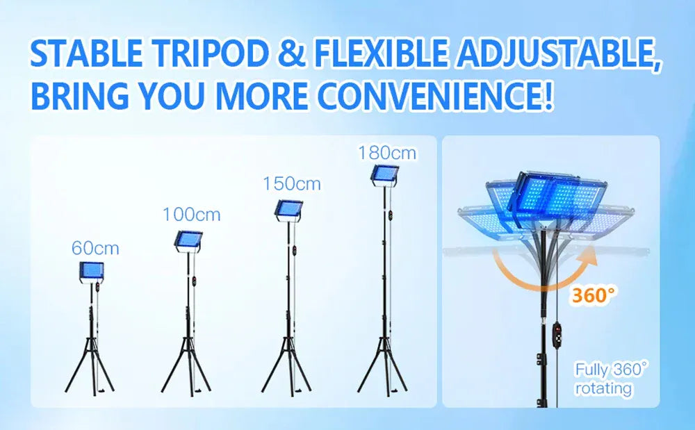 50W Blue Light Therapy Lamp with Tripod | 420 LEDs, 460nm & 490nm Skin Care — Wahooly 50W Blue Light Therapy Lamp with Adjustable Tripod | 420 LEDs | 460nm & 490nm Skin Care & Tanning Solarium