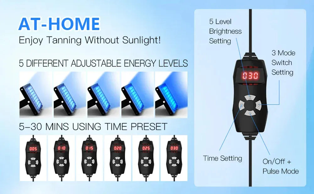 50W Blue Light Therapy Lamp with Tripod | 420 LEDs, 460nm & 490nm Skin Care — Wahooly 50W Blue Light Therapy Lamp with Adjustable Tripod | 420 LEDs | 460nm & 490nm Skin Care & Tanning Solarium