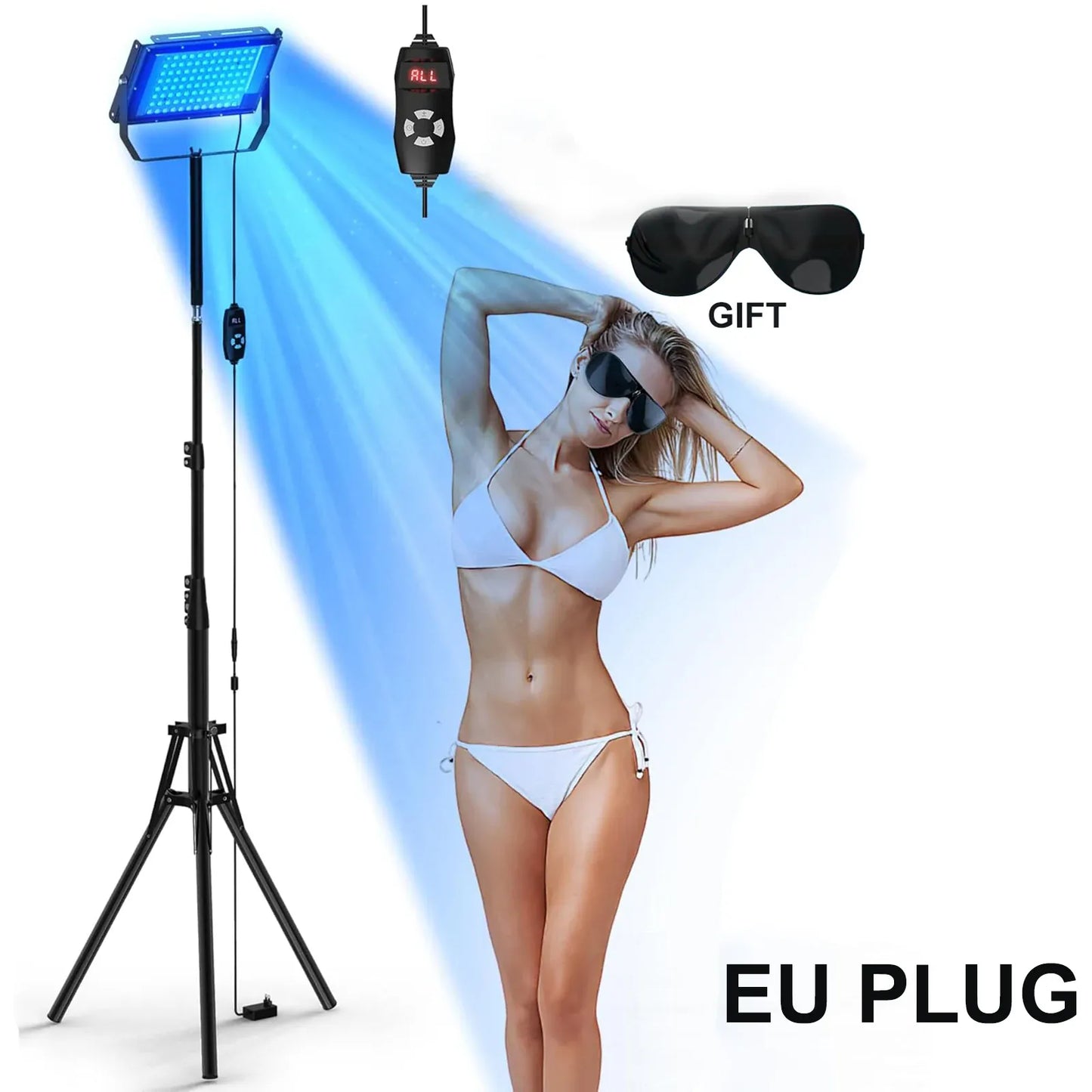 50W Blue Light Therapy Lamp with Tripod | 420 LEDs, 460nm & 490nm Skin Care — Wahooly 50W Blue Light Therapy Lamp with Adjustable Tripod | 420 LEDs | 460nm & 490nm Skin Care & Tanning Solarium