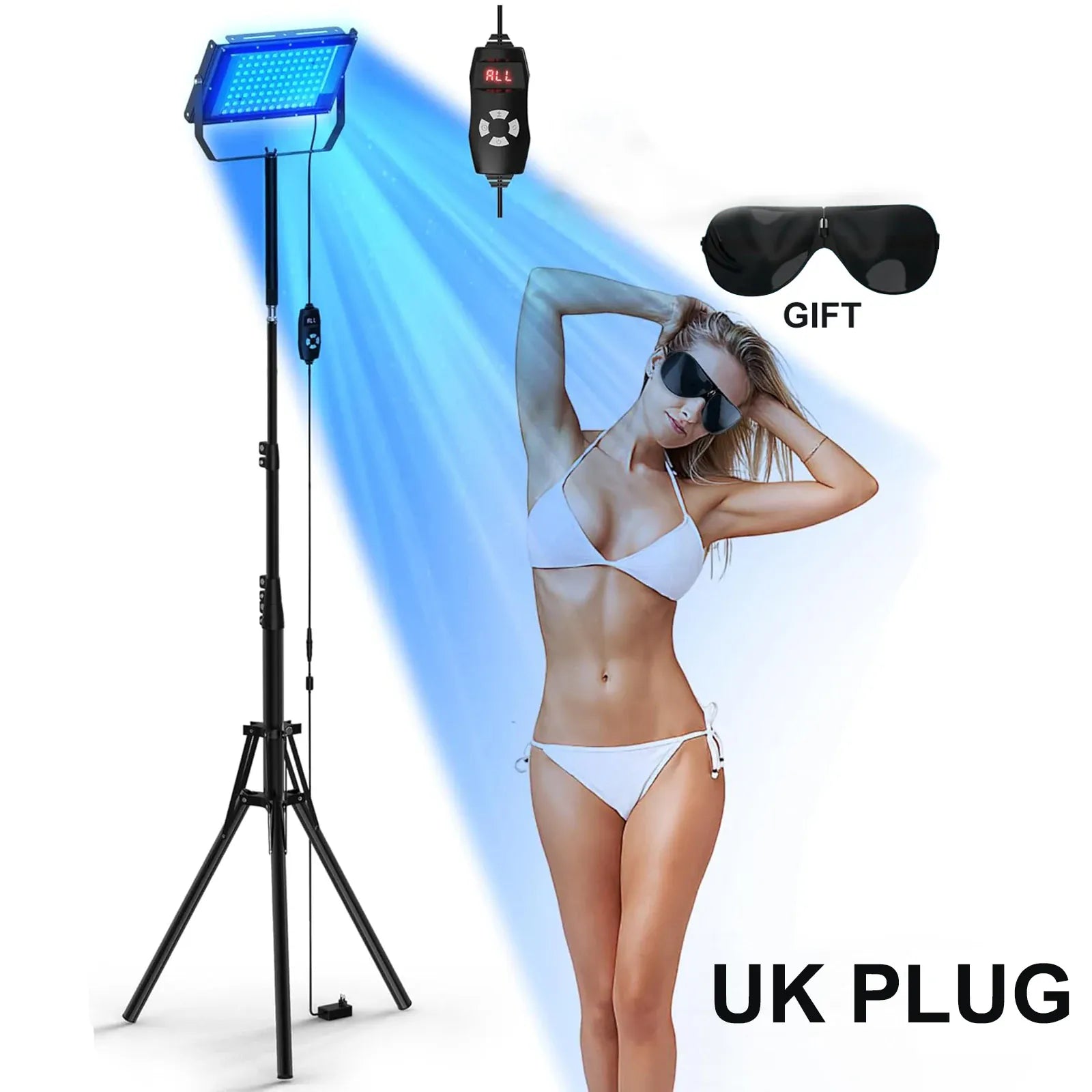 50W Blue Light Therapy Lamp with Tripod | 420 LEDs, 460nm & 490nm Skin Care — Wahooly 50W Blue Light Therapy Lamp with Adjustable Tripod | 420 LEDs | 460nm & 490nm Skin Care & Tanning Solarium