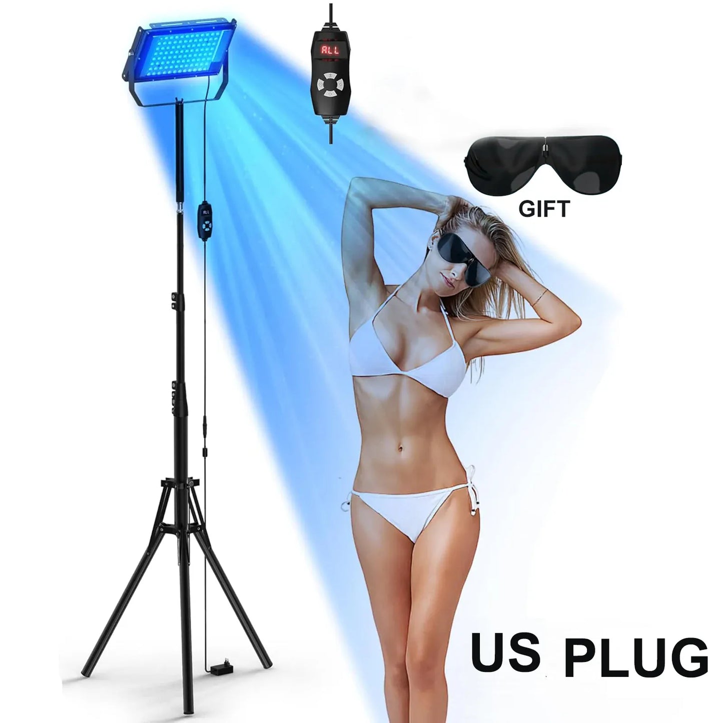 50W Blue Light Therapy Lamp with Tripod | 420 LEDs, 460nm & 490nm Skin Care — Wahooly 50W Blue Light Therapy Lamp with Adjustable Tripod | 420 LEDs | 460nm & 490nm Skin Care & Tanning Solarium