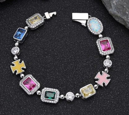Gold-Plated Hip-Hop Gemstone Necklace