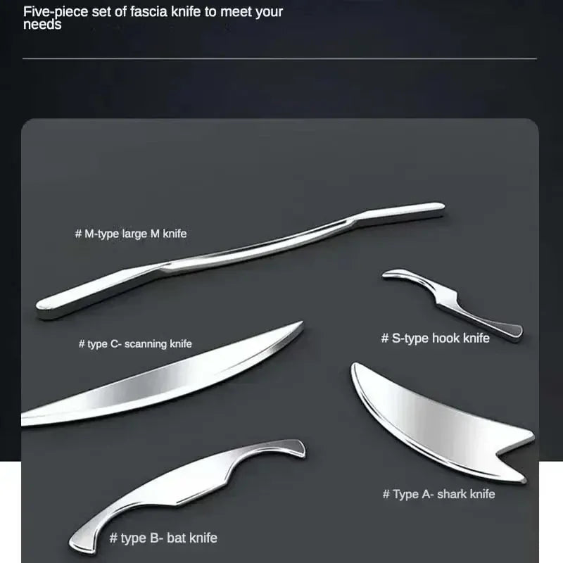 5pcs Fascial Knife Deep Tissue Muscle Scraper Guasha Tool Set IASTM Tool Relieve Sore Muscles Stainless Steel Fascial Massager 5pcs Fascial Knife Deep Tissue Muscle Scraper Guasha Tool Set IASTM Tool Relieve Sore Muscles Stainless Steel Fascial Massager