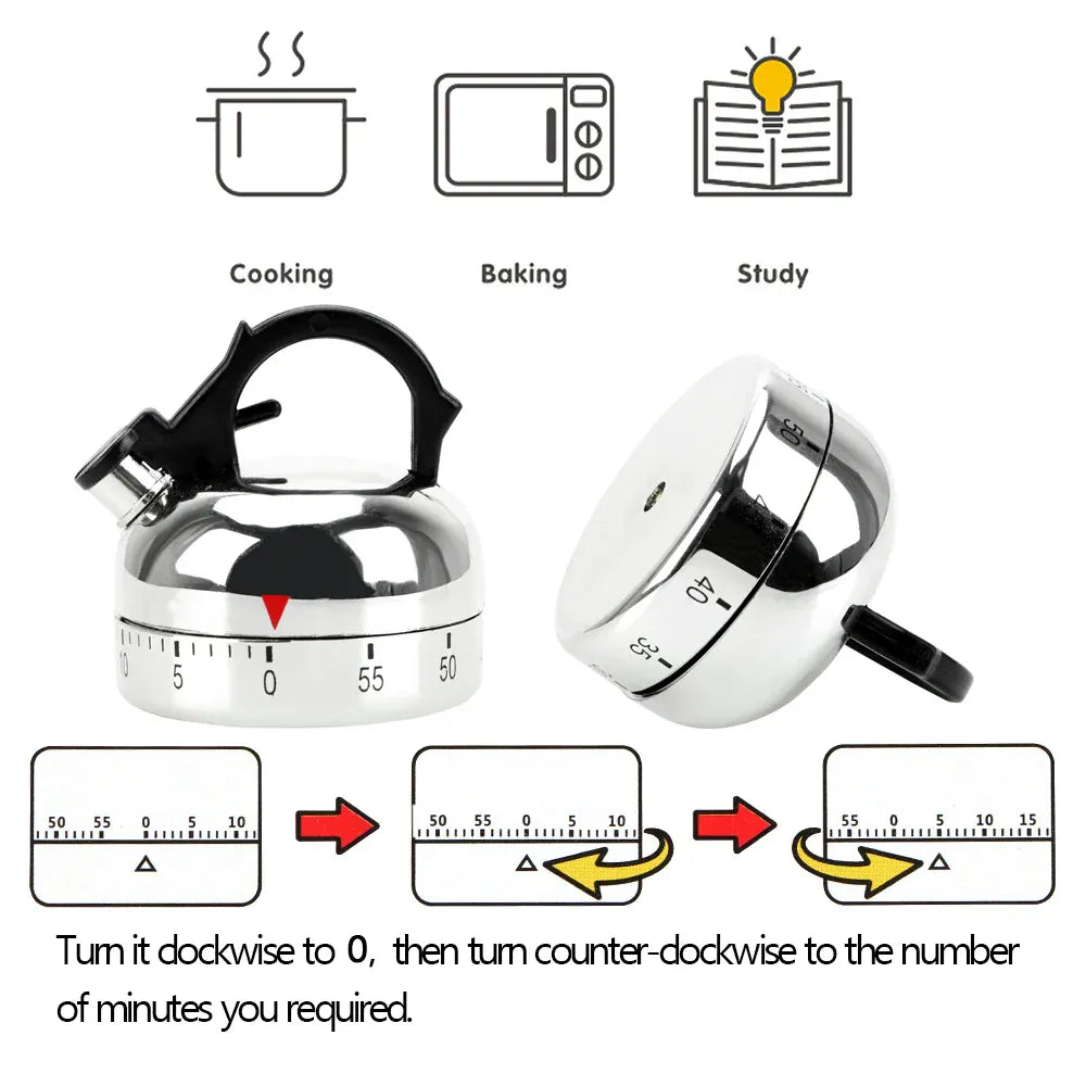 60 Minutes Kitchen Timer Kettle Shape Mechanical Timer 60 Minutes Kitchen Timer Kettle Shape Mechanical Timer
