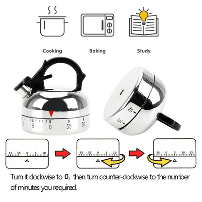 60 Minutes Kitchen Timer Kettle Shape Mechanical Timer 60 Minutes Kitchen Timer Kettle Shape Mechanical Timer