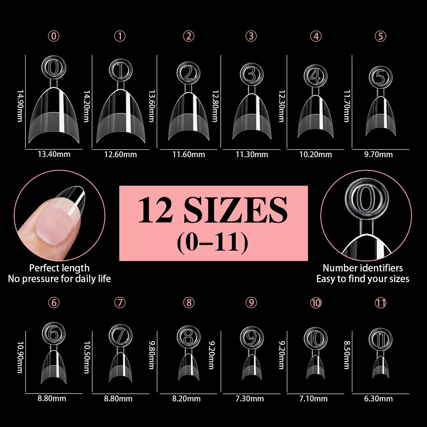 Ultra Short French False Nails 600pcs - Almond Square | Wahooly 600pcs Ultra Short French False Nails Acrylic Nail Pieces Almond Square Traceless Half Pack Scrub False Nails Girls Beauty Tools