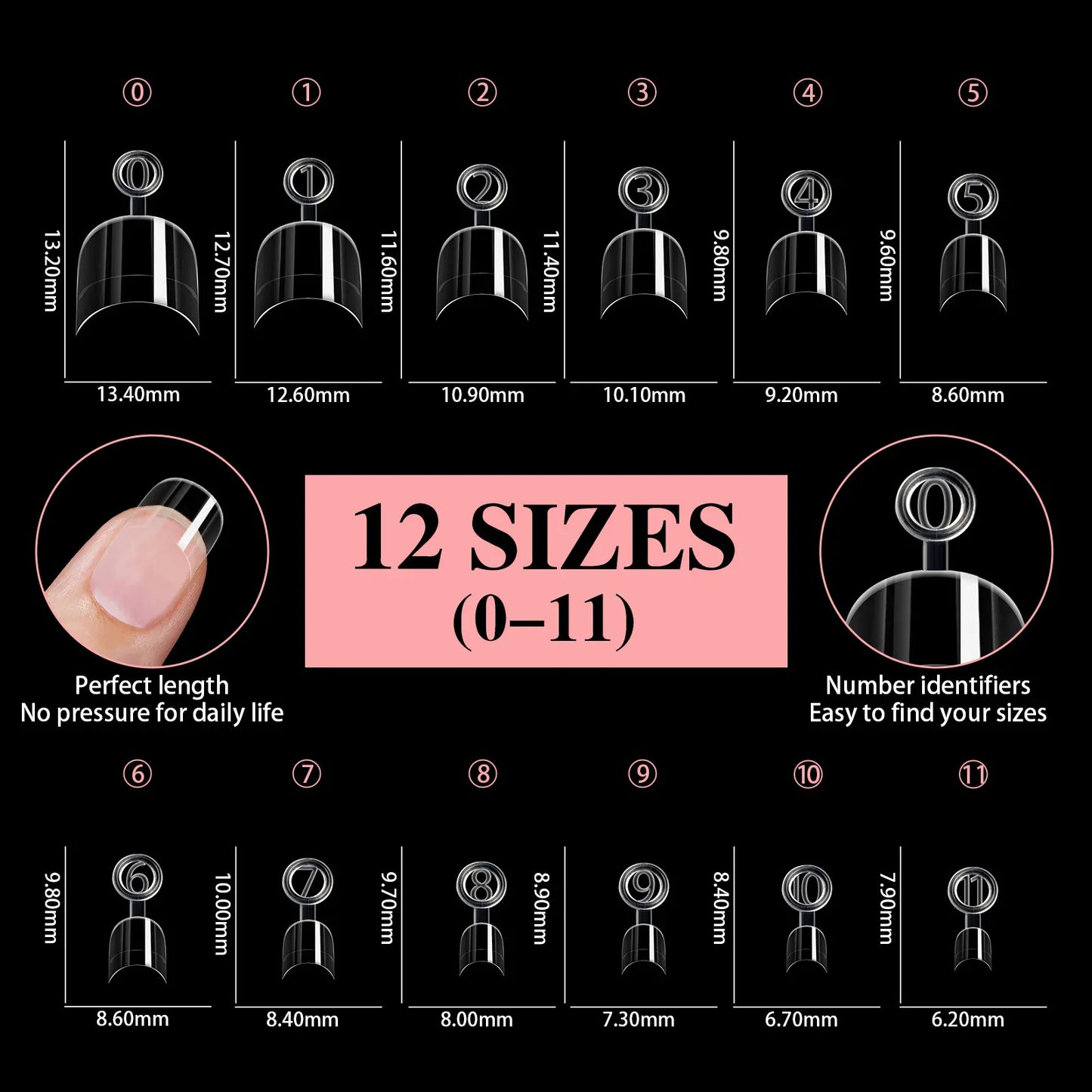 Ultra Short French False Nails 600pcs - Almond Square | Wahooly 600pcs Ultra Short French False Nails Acrylic Nail Pieces Almond Square Traceless Half Pack Scrub False Nails Girls Beauty Tools