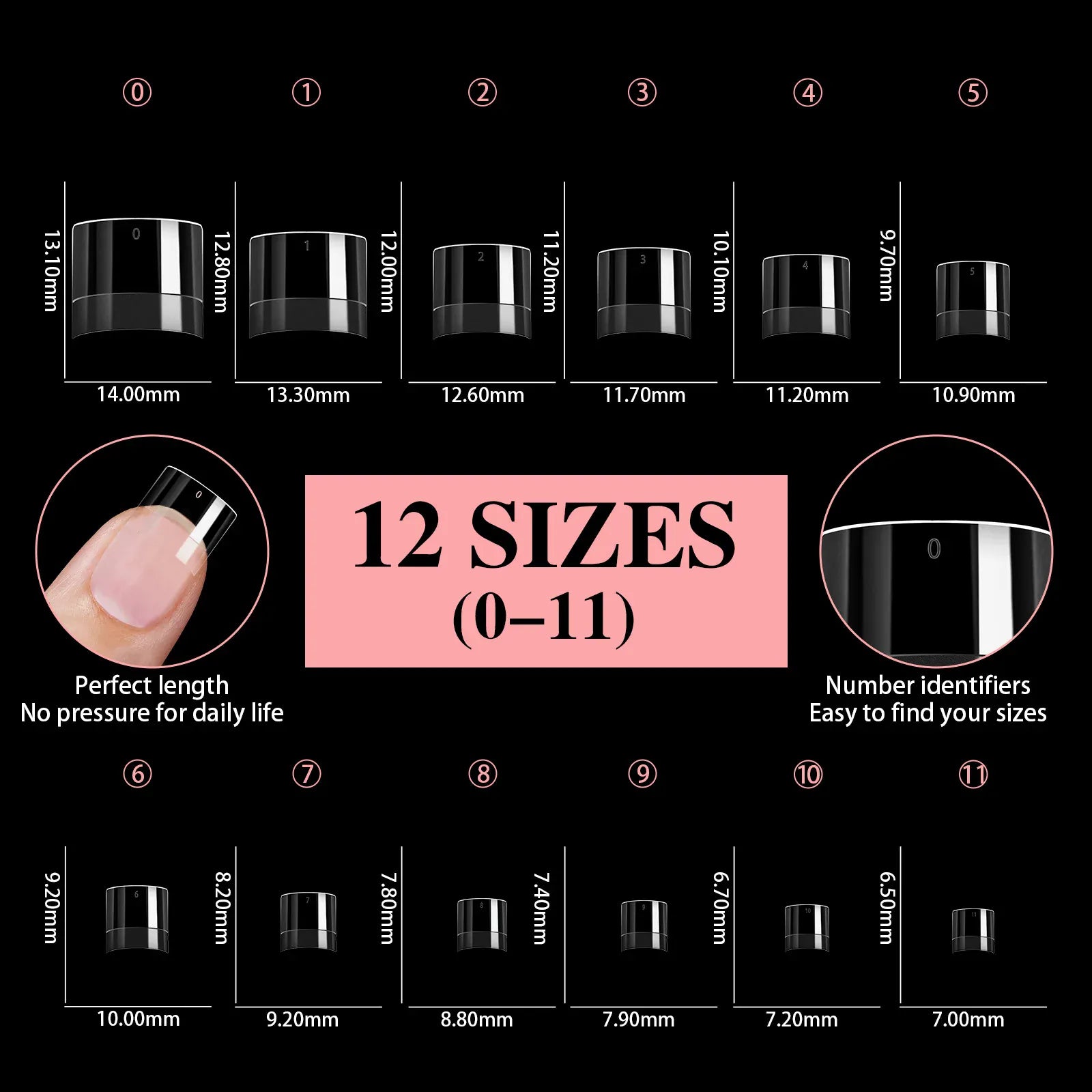 Ultra Short French False Nails 600pcs - Almond Square | Wahooly 600pcs Ultra Short French False Nails Acrylic Nail Pieces Almond Square Traceless Half Pack Scrub False Nails Girls Beauty Tools