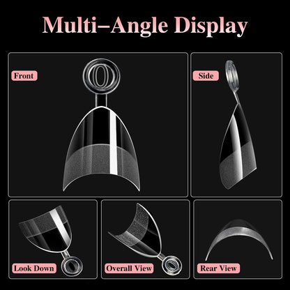 Ultra Short French False Nails 600pcs - Almond Square | Wahooly 600pcs Ultra Short French False Nails Acrylic Nail Pieces Almond Square Traceless Half Pack Scrub False Nails Girls Beauty Tools