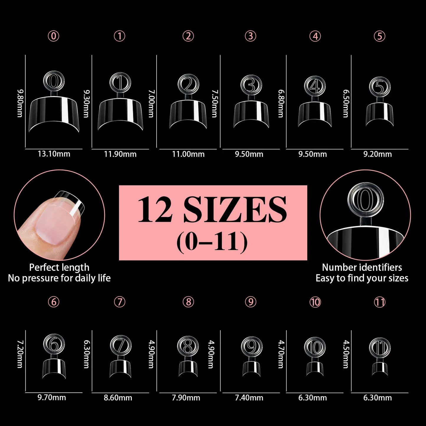 Ultra Short French False Nails 600pcs - Almond Square | Wahooly 600pcs Ultra Short French False Nails Acrylic Nail Pieces Almond Square Traceless Half Pack Scrub False Nails Girls Beauty Tools