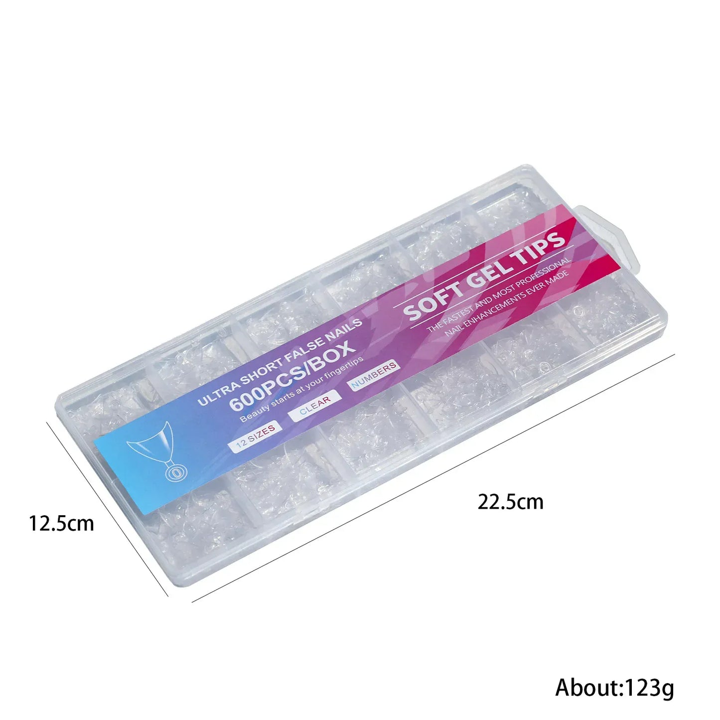 Ultra Short French False Nails 600pcs - Almond Square | Wahooly 600pcs Ultra Short French False Nails Acrylic Nail Pieces Almond Square Traceless Half Pack Scrub False Nails Girls Beauty Tools