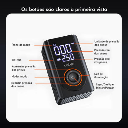 60W Wireless Portable Tire Inflator | Dual Battery | 5 Smart Modes | Auto Shut-Off | Car, Bike & Motorcycle 60W Wireless Portable Tire Inflator — Dual 1800mAh Battery, 5 Smart Modes, LED + SOS, Auto Shut-Off | Car, Bike & Motorcycle