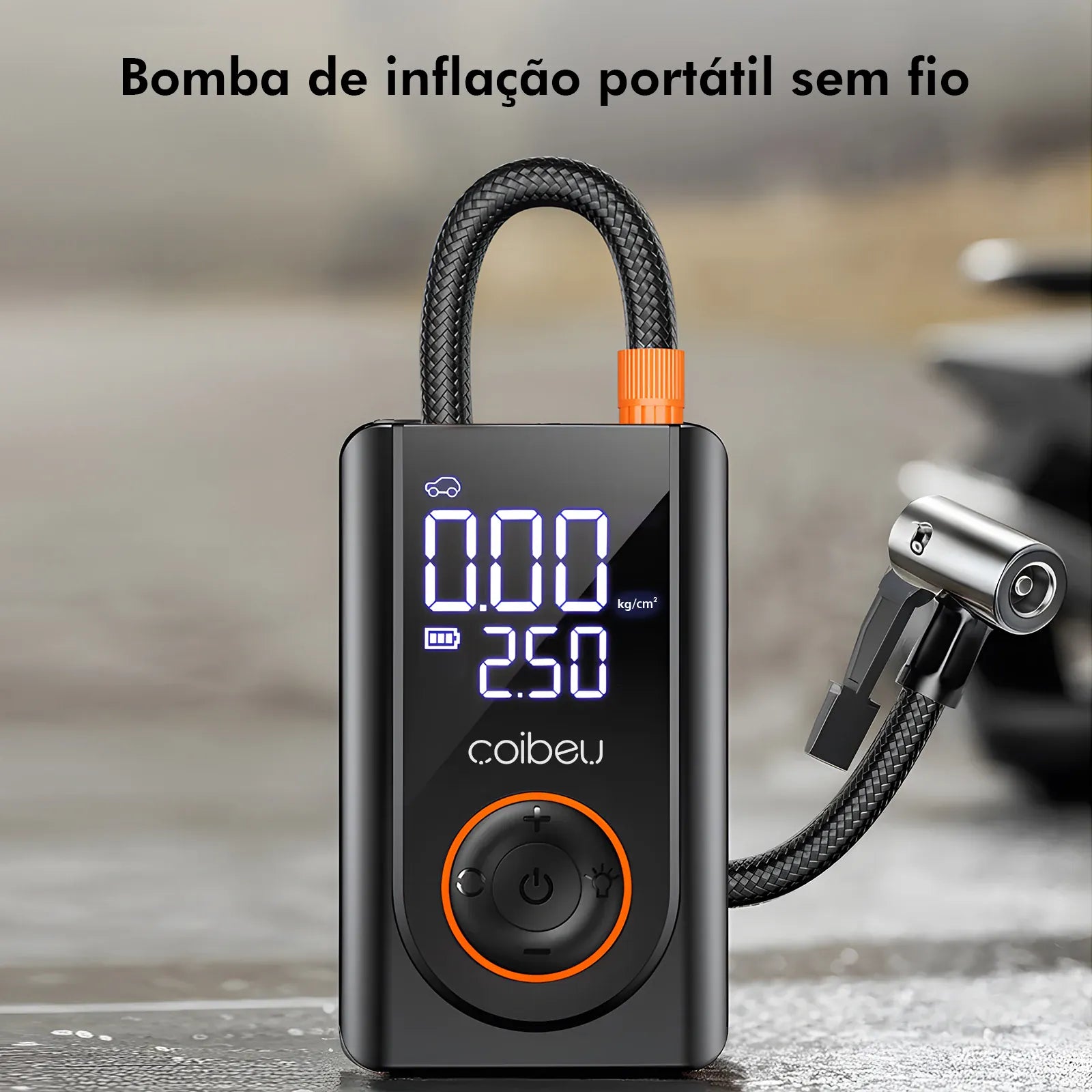 60W Wireless Portable Tire Inflator | Dual Battery | 5 Smart Modes | Auto Shut-Off | Car, Bike & Motorcycle 60W Wireless Portable Tire Inflator — Dual 1800mAh Battery, 5 Smart Modes, LED + SOS, Auto Shut-Off | Car, Bike & Motorcycle