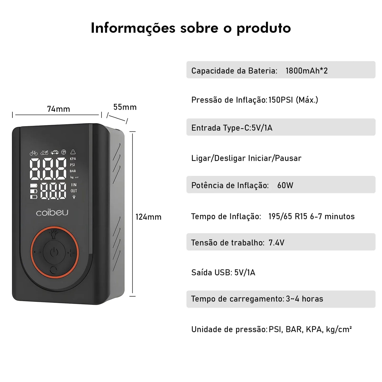 60W Wireless Portable Tire Inflator | Dual Battery | 5 Smart Modes | Auto Shut-Off | Car, Bike & Motorcycle 60W Wireless Portable Tire Inflator — Dual 1800mAh Battery, 5 Smart Modes, LED + SOS, Auto Shut-Off | Car, Bike & Motorcycle