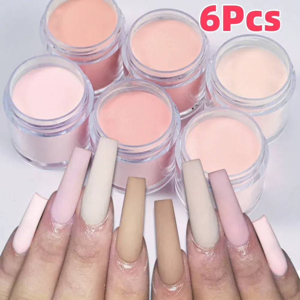 6Colors Nude/Pink Nail Art Acrylic Powder Net.7g*6Jars For French Nails Extension 3D Tips Carving Dipping Fast-Dry Polymer Dust 6Colors Nude/Pink Nail Art Acrylic Powder Net.7g*6Jars For French Nails Extension 3D Tips Carving Dipping Fast-Dry Polymer Dust