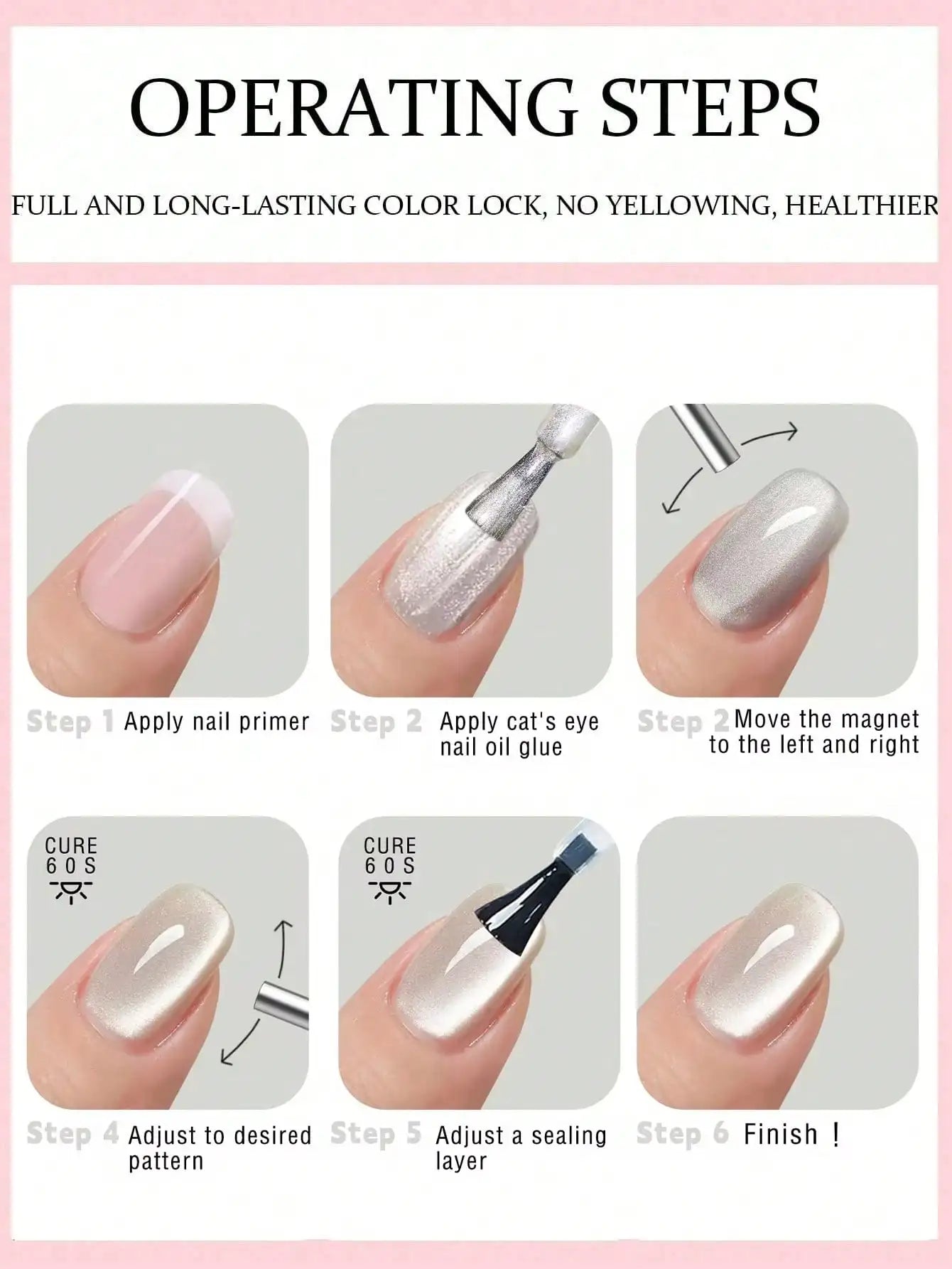 6Pcs Cat Eye Gel Nail Polish Set Soak Off UV French Cat Eye Gel Nail Polish Manicure Salon 6Pcs Cat Eye Gel Nail Polish Set Soak Off UV French Cat Eye Gel Nail Polish Manicure Salon