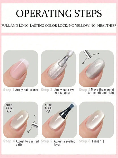 6Pcs Cat Eye Gel Nail Polish Set Soak Off UV French Cat Eye Gel Nail Polish Manicure Salon 6Pcs Cat Eye Gel Nail Polish Set Soak Off UV French Cat Eye Gel Nail Polish Manicure Salon