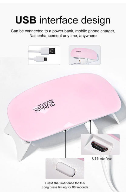 6W Mini UV Nail Lamp | Portable LED Gel Nail Dryer | USB Powered | Home Manicure 6W Mini UV Nail Lamp — Portable LED Gel Nail Dryer with USB | Salon-Quality Manicure at Home