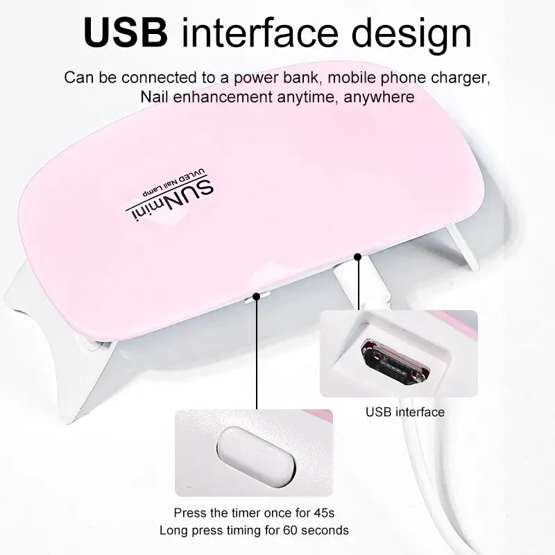 6W Mini UV Nail Lamp | Portable LED Gel Nail Dryer | USB Powered | Home Manicure 6W Mini UV Nail Lamp — Portable LED Gel Nail Dryer with USB | Salon-Quality Manicure at Home