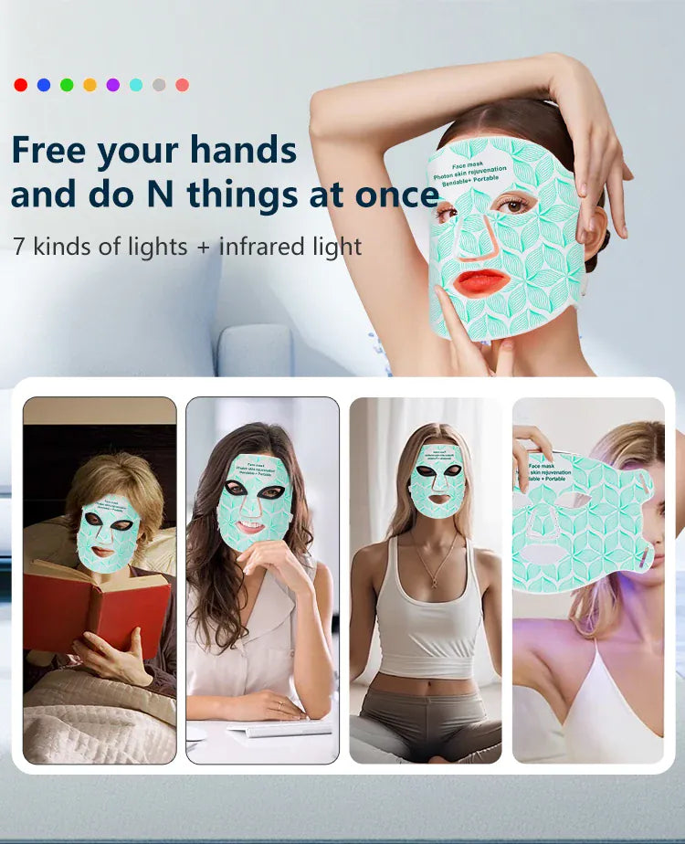 7+1 Colors LED Face Mask | 850nm Red Light Therapy | Anti-Aging Skin Care — Wahooly 7+1 Colors LED Face Mask & Neck | 850nm Near-Infrared Red Light Therapy | Anti-Aging Skin Care Device