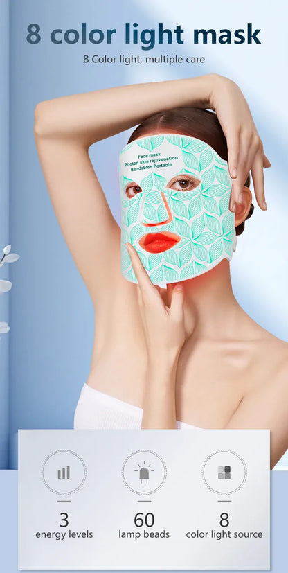 7+1 Colors LED Face Mask | 850nm Red Light Therapy | Anti-Aging Skin Care — Wahooly 7+1 Colors LED Face Mask & Neck | 850nm Near-Infrared Red Light Therapy | Anti-Aging Skin Care Device