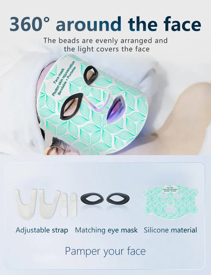 7+1 Colors LED Face Mask | 850nm Red Light Therapy | Anti-Aging Skin Care — Wahooly 7+1 Colors LED Face Mask & Neck | 850nm Near-Infrared Red Light Therapy | Anti-Aging Skin Care Device