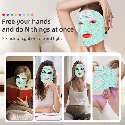 7+1 Colors LED Face Mask | 850nm Red Light Therapy | Anti-Aging Skin Care — Wahooly 7+1 Colors LED Face Mask & Neck | 850nm Near-Infrared Red Light Therapy | Anti-Aging Skin Care Device
