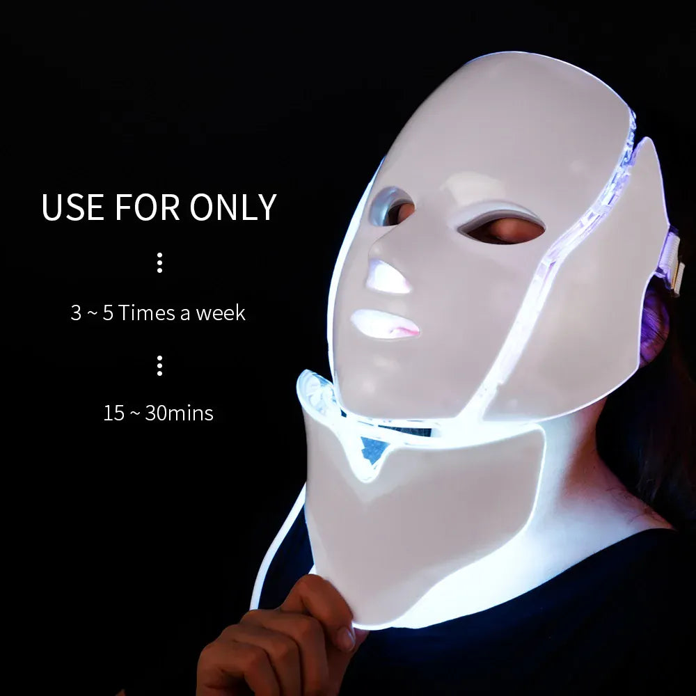 7-Color LED Face & Neck Mask | 192 LEDs Anti-Aging Light Therapy | US/EU/UK/AU — Wahooly 7-Color LED Face & Neck Mask | 192 LEDs | Anti-Aging, Acne, Whitening Light Therapy | US/EU/UK/AU Plug