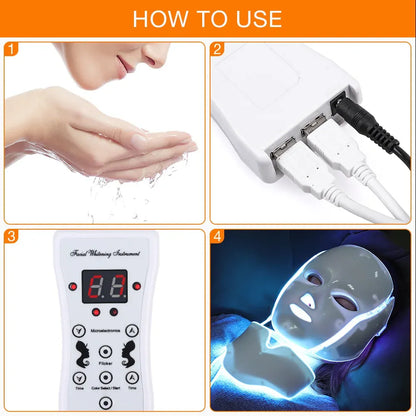7-Color LED Face & Neck Mask | 192 LEDs Anti-Aging Light Therapy | US/EU/UK/AU — Wahooly 7-Color LED Face & Neck Mask | 192 LEDs | Anti-Aging, Acne, Whitening Light Therapy | US/EU/UK/AU Plug