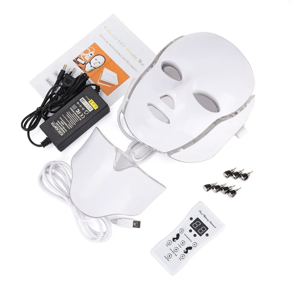 7-Color LED Face & Neck Mask | 192 LEDs Anti-Aging Light Therapy | US/EU/UK/AU — Wahooly 7-Color LED Face & Neck Mask | 192 LEDs | Anti-Aging, Acne, Whitening Light Therapy | US/EU/UK/AU Plug