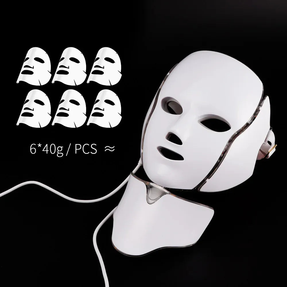 7-Color LED Face & Neck Mask | 192 LEDs Anti-Aging Light Therapy | US/EU/UK/AU — Wahooly 7-Color LED Face & Neck Mask | 192 LEDs | Anti-Aging, Acne, Whitening Light Therapy | US/EU/UK/AU Plug