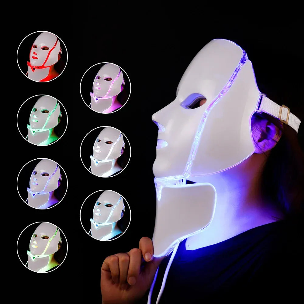 7-Color LED Face & Neck Mask | 192 LEDs Anti-Aging Light Therapy | US/EU/UK/AU — Wahooly 7-Color LED Face & Neck Mask | 192 LEDs | Anti-Aging, Acne, Whitening Light Therapy | US/EU/UK/AU Plug
