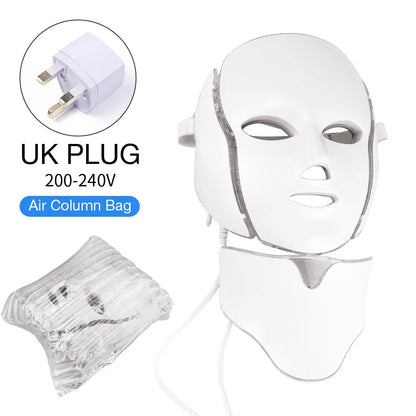 7-Color LED Face & Neck Mask | 192 LEDs Anti-Aging Light Therapy | US/EU/UK/AU — Wahooly 7-Color LED Face & Neck Mask | 192 LEDs | Anti-Aging, Acne, Whitening Light Therapy | US/EU/UK/AU Plug