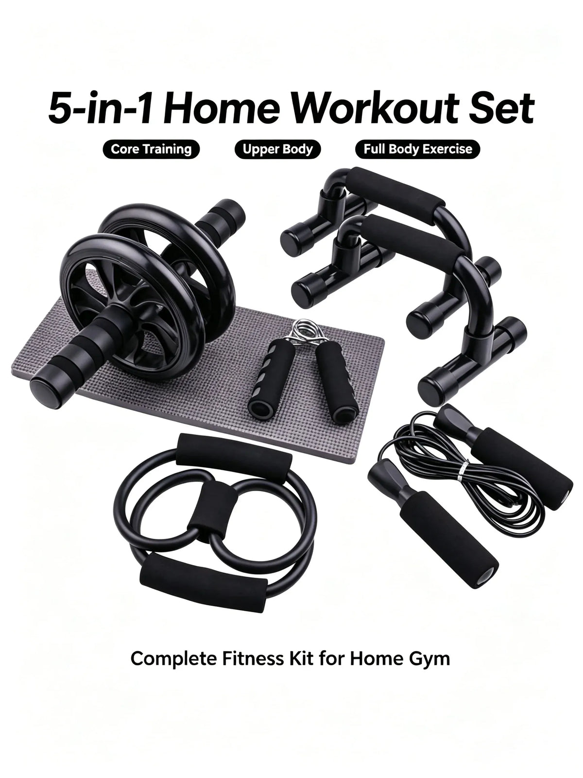 7-Piece Home Workout Set with Ab Roller & Push-Up Bars 7-Piece Home Workout Set with Ab Roller & Push-Up Bars
