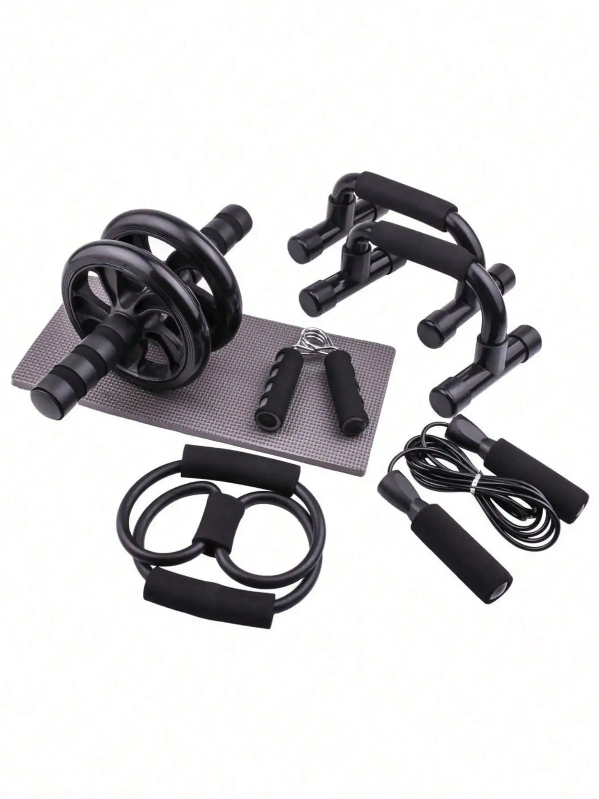 7-Piece Home Workout Set with Ab Roller & Push-Up Bars 7-Piece Home Workout Set with Ab Roller & Push-Up Bars