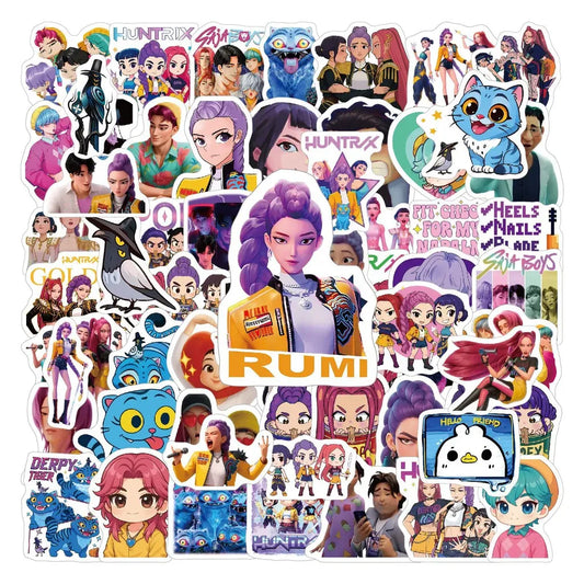 70-Piece KPOP Demon Hunter Stickers - Korean Style Glossy Film Cartoon Decor Decals for Backpacks, Phones & Water Bottles 70-Piece KPOP Demon Hunter Stickers - Korean Style Glossy Film Cartoon Decor Decals for Backpacks, Phones & Water Bottles