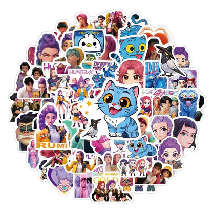 70-Piece KPOP Demon Hunter Stickers - Korean Style Glossy Film Cartoon Decor Decals for Backpacks, Phones & Water Bottles 70-Piece KPOP Demon Hunter Stickers - Korean Style Glossy Film Cartoon Decor Decals for Backpacks, Phones & Water Bottles