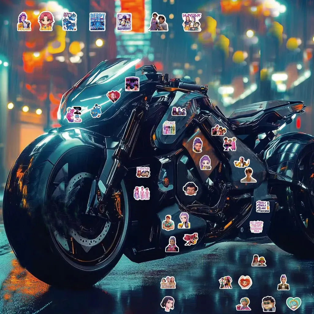 70-Piece KPOP Demon Hunter Stickers - Korean Style Glossy Film Cartoon Decor Decals for Backpacks, Phones & Water Bottles 70-Piece KPOP Demon Hunter Stickers - Korean Style Glossy Film Cartoon Decor Decals for Backpacks, Phones & Water Bottles