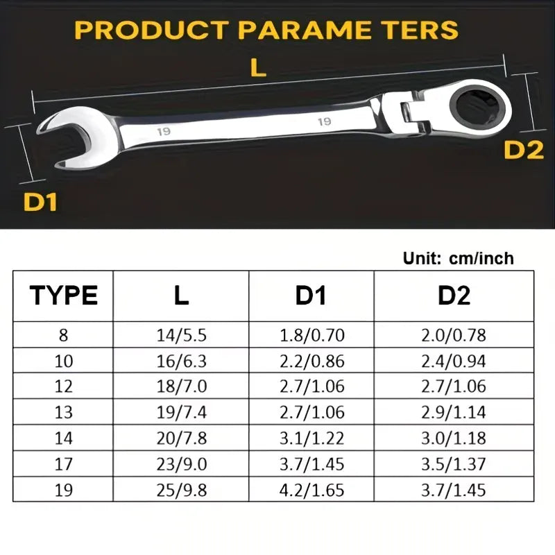 72-Tooth Ratchet Wrench Set | 8-Piece Metric 8–19mm | Double-End | Garage, Home & DIY 72-Tooth Ratchet Wrench Set — 8-Piece Metric 8–19mm | Double-End Design for Garage, Home & DIY