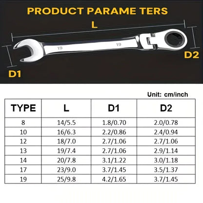 72-Tooth Ratchet Wrench Set | 8-Piece Metric 8–19mm | Double-End | Garage, Home & DIY 72-Tooth Ratchet Wrench Set — 8-Piece Metric 8–19mm | Double-End Design for Garage, Home & DIY