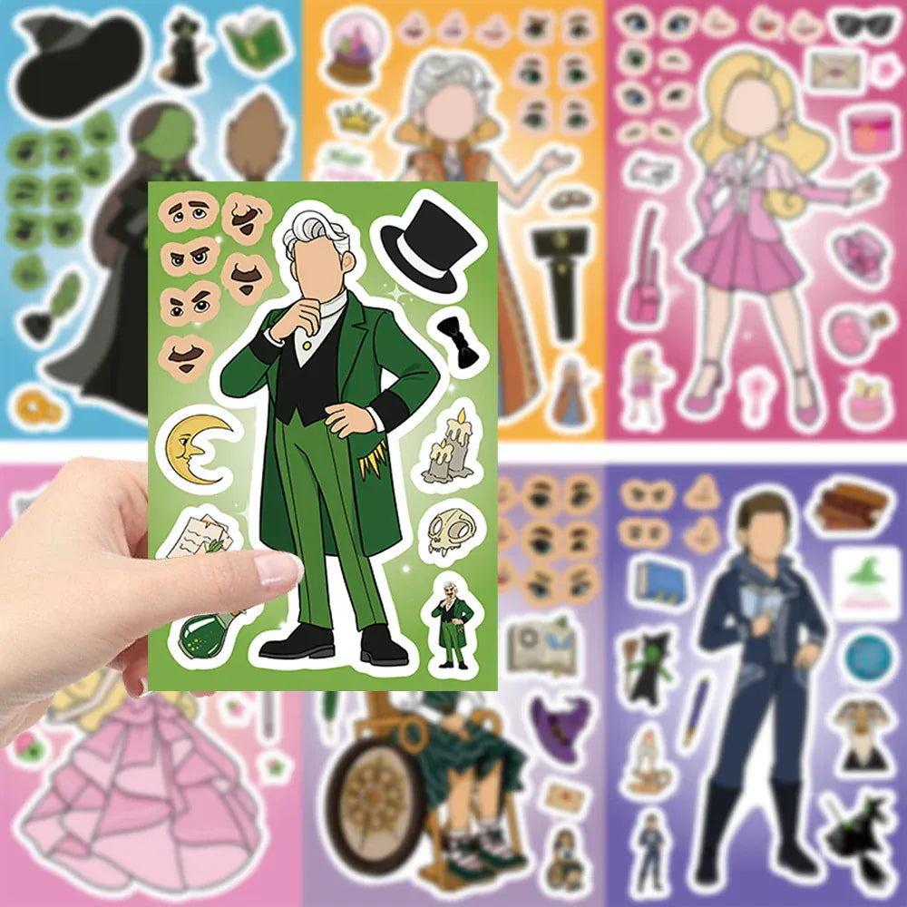 8/16/24Pcs Wicked Witch Collage DIY Puzzle Sticker Games Make A Face Funny Assemble Jigsaw Stickers Kids Educational Toys 8/16/24Pcs Wicked Witch Collage DIY Puzzle Sticker Games Make A Face Funny Assemble Jigsaw Stickers Kids Educational Toys