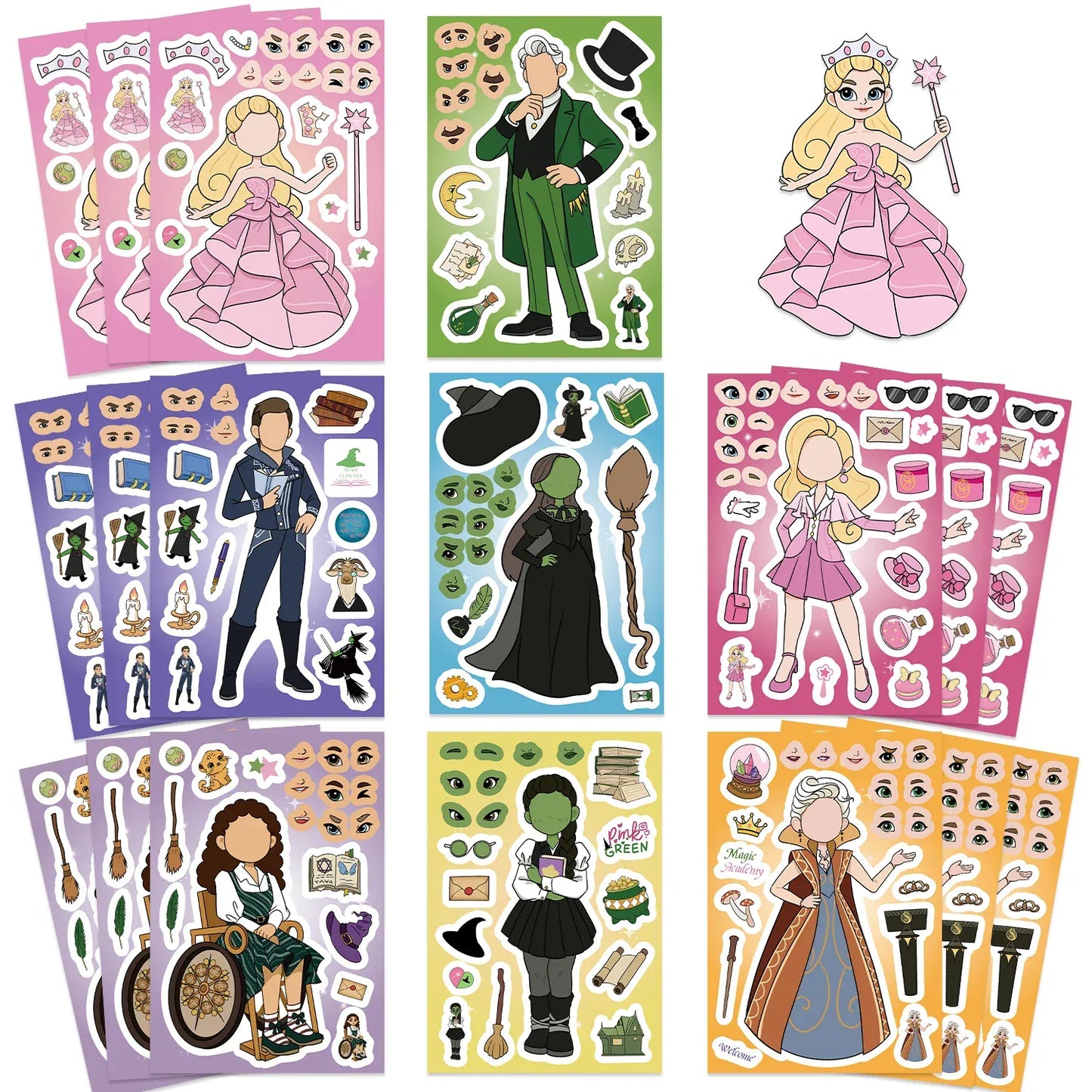 8/16/24Pcs Wicked Witch Collage DIY Puzzle Sticker Games Make A Face Funny Assemble Jigsaw Stickers Kids Educational Toys 8/16/24Pcs Wicked Witch Collage DIY Puzzle Sticker Games Make A Face Funny Assemble Jigsaw Stickers Kids Educational Toys