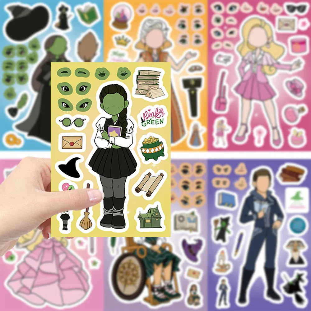 8/16/24Pcs Wicked Witch Collage DIY Puzzle Sticker Games Make A Face Funny Assemble Jigsaw Stickers Kids Educational Toys 8/16/24Pcs Wicked Witch Collage DIY Puzzle Sticker Games Make A Face Funny Assemble Jigsaw Stickers Kids Educational Toys