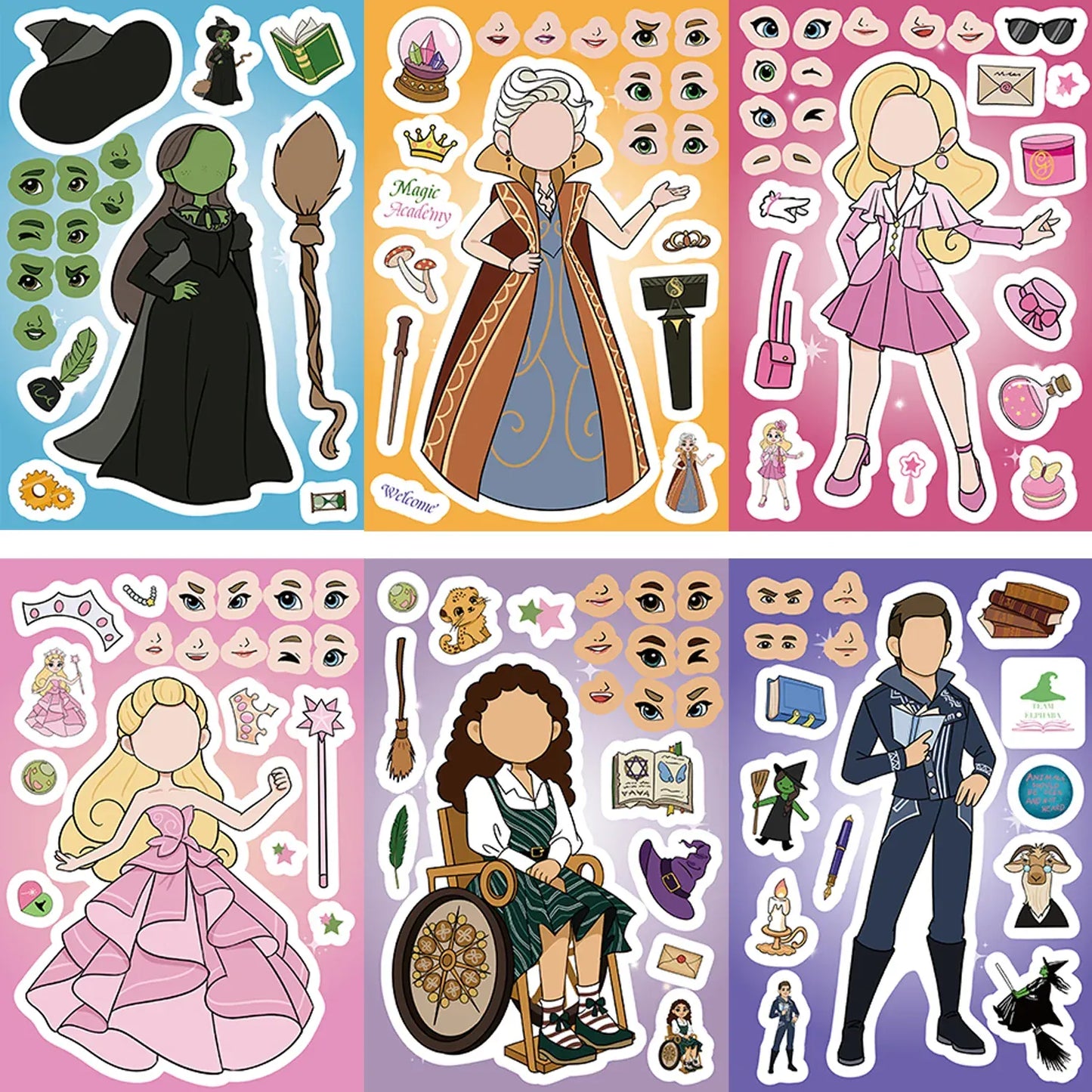 8/16/24Pcs Wicked Witch Collage DIY Puzzle Sticker Games Make A Face Funny Assemble Jigsaw Stickers Kids Educational Toys 8/16/24Pcs Wicked Witch Collage DIY Puzzle Sticker Games Make A Face Funny Assemble Jigsaw Stickers Kids Educational Toys