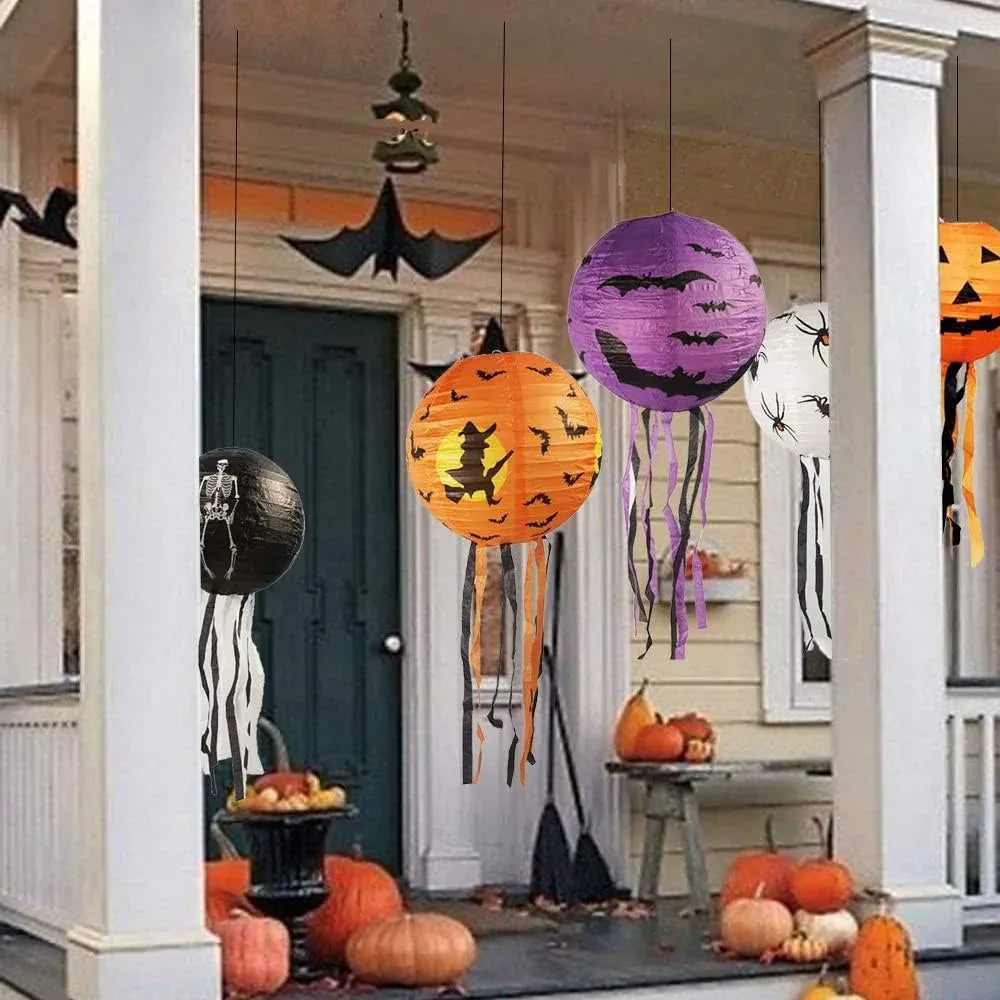 8 Inches Halloween Pumpkin Paper Lantern Festival Jack O Lantern Halloween Hanging Bat Spider Decoration for Home Graden 8 Inches Halloween Pumpkin Paper Lantern Festival Jack O Lantern Halloween Hanging Bat Spider Decoration for Home Graden