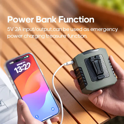 8000mAh Waist Fan 4-Speed Turbo Power Bank LED Light | Wahooly 8000mAh Outdoor Waist Fan — 4-Speed Turbo Cooling, Power Bank, LED Light & Neck Hanging