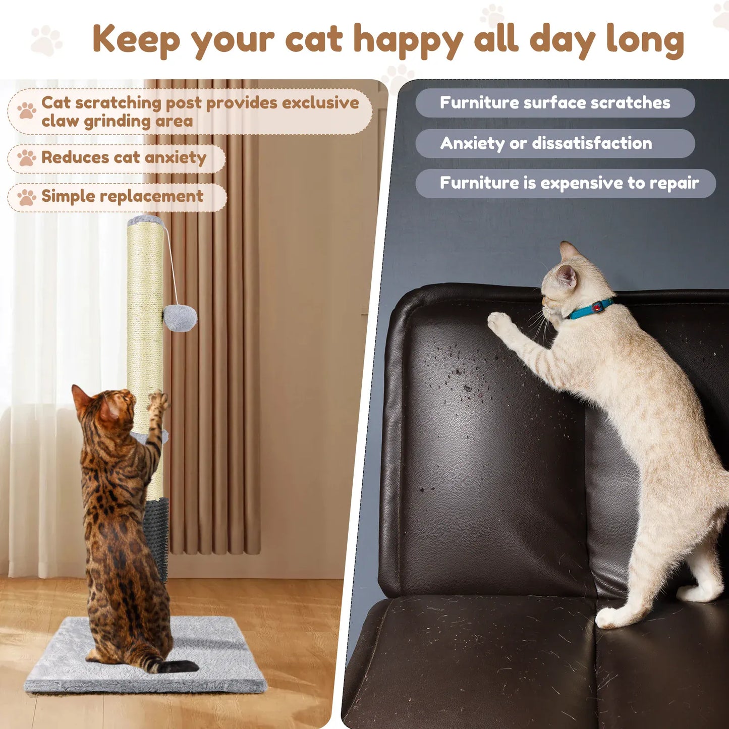 80cm Cat Tree Tower with Sisal Post, Tunnel & Dangling Toy | Wahooly 80cm Cat Tree Tower with Sisal Scratching Post, Tunnel & Dangling Ball Toy