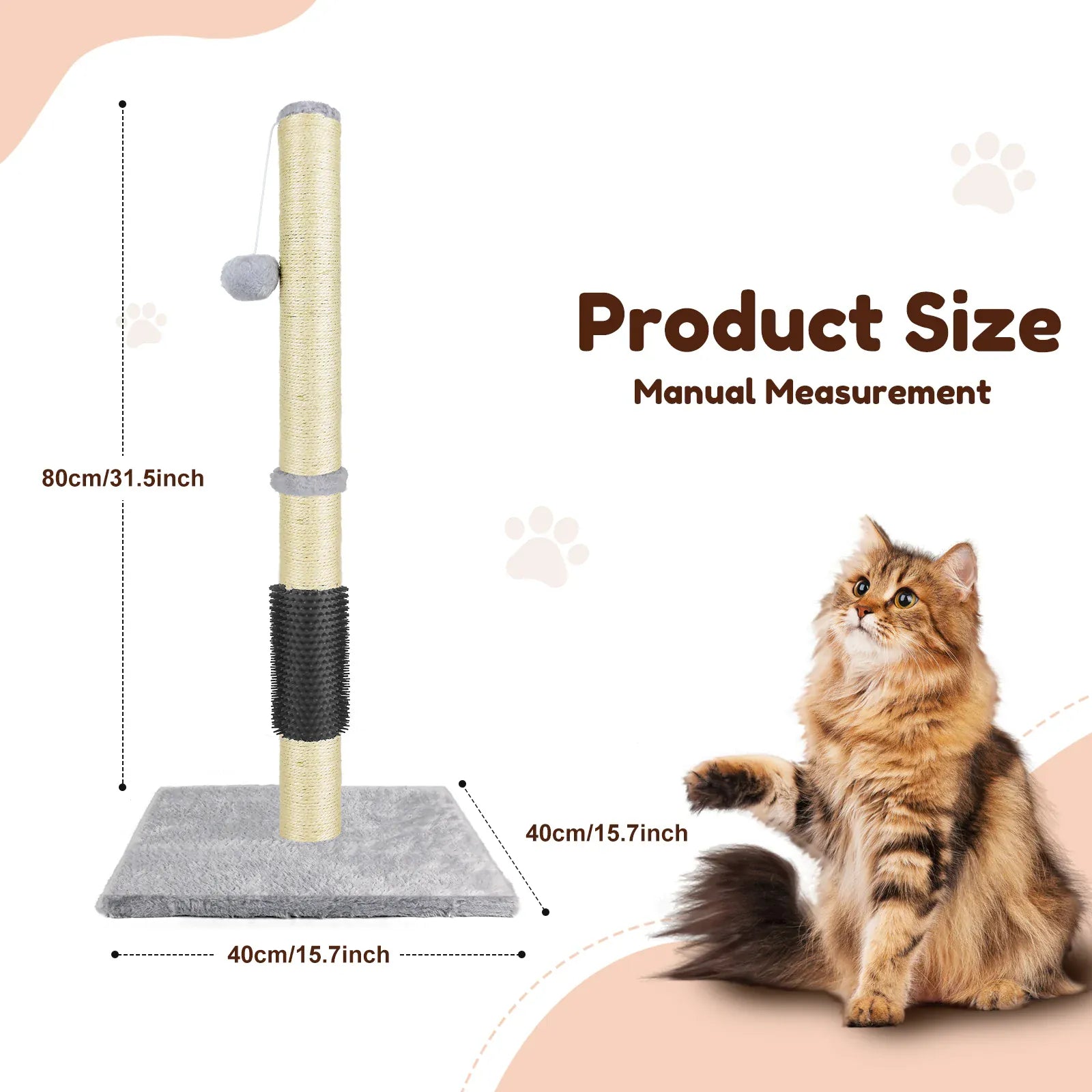 80cm Cat Tree Tower with Sisal Post, Tunnel & Dangling Toy | Wahooly 80cm Cat Tree Tower with Sisal Scratching Post, Tunnel & Dangling Ball Toy