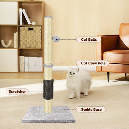 80cm Cat Tree Tower with Sisal Post, Tunnel & Dangling Toy | Wahooly 80cm Cat Tree Tower with Sisal Scratching Post, Tunnel & Dangling Ball Toy